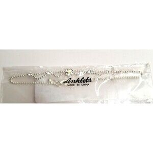 Anklets Ankle Bracelet Silvertone Chain Rhinestone Flower Iridescent Teirs